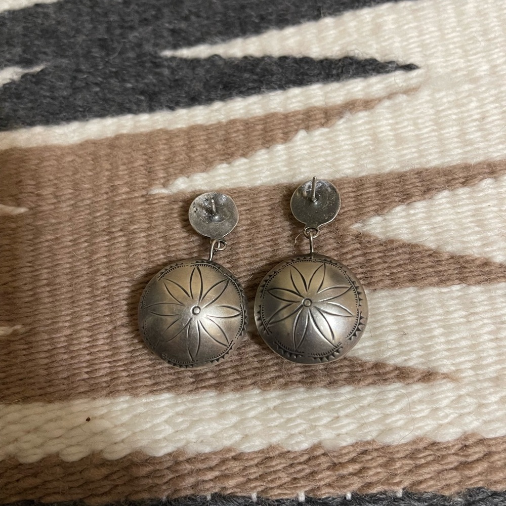 Sterling Silver Stamped Pillow Earrings - Picture 3 of 4